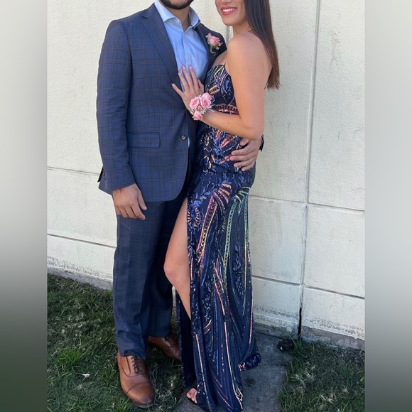 Jules & Cleo sz 12 dress sequin thigh slit low back unaltered - Picture 4 of 5